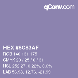 Farbcode: HEX #8C83AF | qconv.com