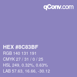 Color code: HEX #8C83BF | qconv.com