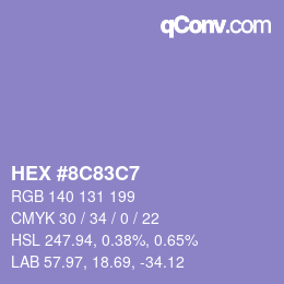 Color code: HEX #8C83C7 | qconv.com