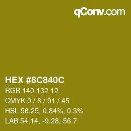 Color code: HEX #8C840C | qconv.com