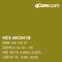 Color code: HEX #8C841B | qconv.com