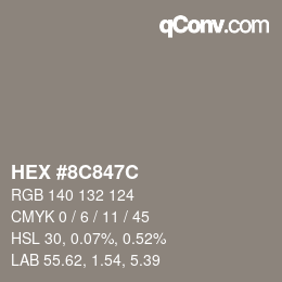 Color code: HEX #8C847C | qconv.com