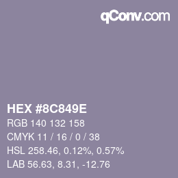 Color code: HEX #8C849E | qconv.com