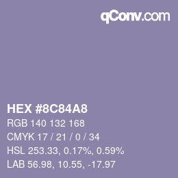 カラーコード: HEX #8C84A8 | qconv.com