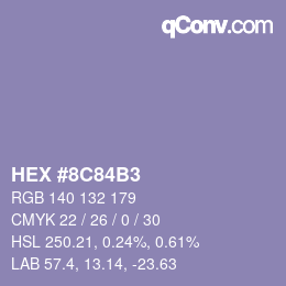 Color code: HEX #8C84B3 | qconv.com