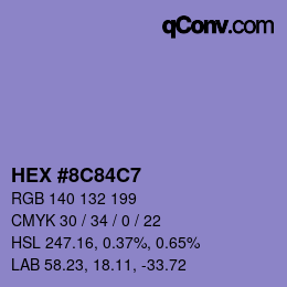 Color code: HEX #8C84C7 | qconv.com