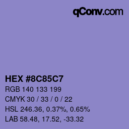 Color code: HEX #8C85C7 | qconv.com