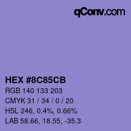 Color code: HEX #8C85CB | qconv.com