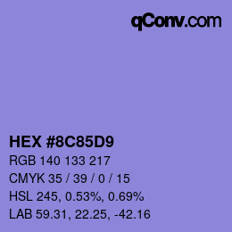 Color code: HEX #8C85D9 | qconv.com