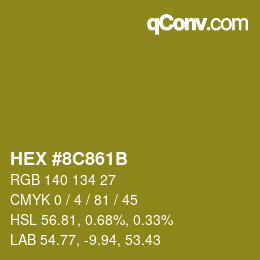 Color code: HEX #8C861B | qconv.com