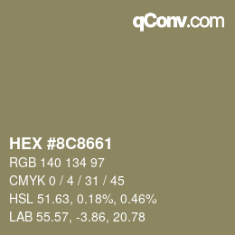 Color code: HEX #8C8661 | qconv.com