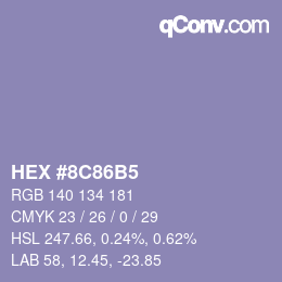Color code: HEX #8C86B5 | qconv.com