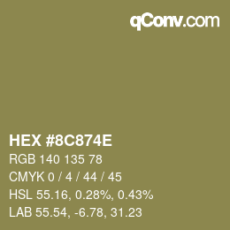 Color code: HEX #8C874E | qconv.com