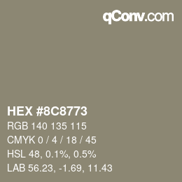 Farbcode: HEX #8C8773 | qconv.com