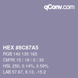Color code: HEX #8C87A5 | qconv.com