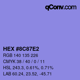 Color code: HEX #8C87E2 | qconv.com