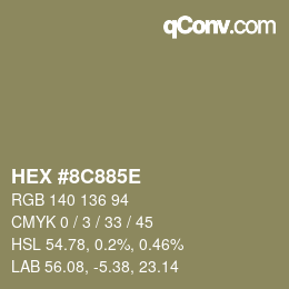 Color code: HEX #8C885E | qconv.com