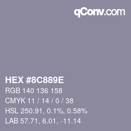 Color code: HEX #8C889E | qconv.com