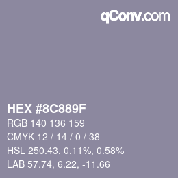 Color code: HEX #8C889F | qconv.com
