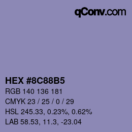 颜色代码: HEX #8C88B5 | qconv.com