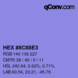 Color code: HEX #8C88E3 | qconv.com