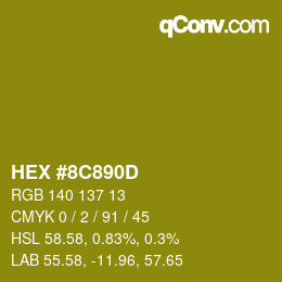 颜色代码: HEX #8C890D | qconv.com