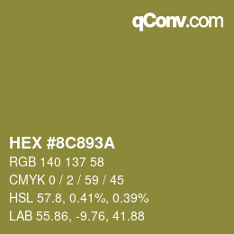 Color code: HEX #8C893A | qconv.com