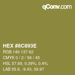 Color code: HEX #8C893E | qconv.com