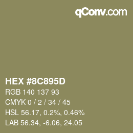 Color code: HEX #8C895D | qconv.com