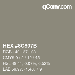 Color code: HEX #8C897B | qconv.com