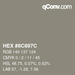 Color code: HEX #8C897C | qconv.com