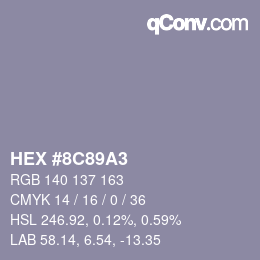 Color code: HEX #8C89A3 | qconv.com