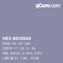 Color code: HEX #8C89A8 | qconv.com