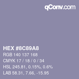 カラーコード: HEX #8C89A8 | qconv.com