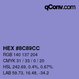 Color code: HEX #8C89CC | qconv.com
