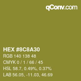 カラーコード: HEX #8C8A30 | qconv.com