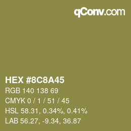 Color code: HEX #8C8A45 | qconv.com