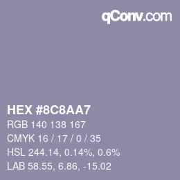 Color code: HEX #8C8AA7 | qconv.com