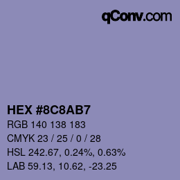 Color code: HEX #8C8AB7 | qconv.com