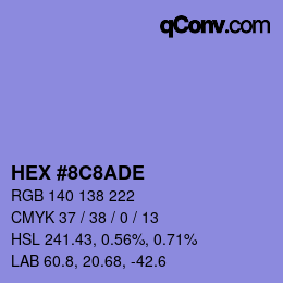 Color code: HEX #8C8ADE | qconv.com