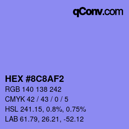 Color code: HEX #8C8AF2 | qconv.com