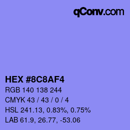 カラーコード: HEX #8C8AF4 | qconv.com