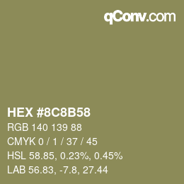 Color code: HEX #8C8B58 | qconv.com