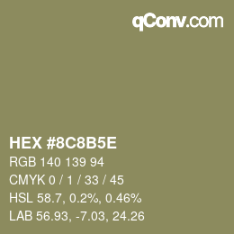 Code couleur: HEX #8C8B5E | qconv.com