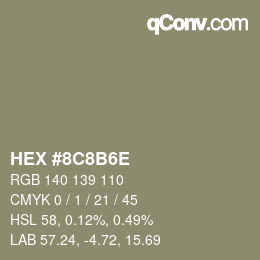 Color code: HEX #8C8B6E | qconv.com