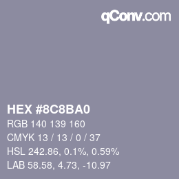 Color code: HEX #8C8BA0 | qconv.com