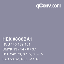 カラーコード: HEX #8C8BA1 | qconv.com