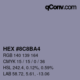 Color code: HEX #8C8BA4 | qconv.com