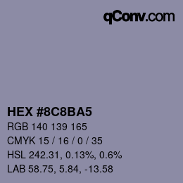 Color code: HEX #8C8BA5 | qconv.com