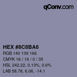 Color code: HEX #8C8BA6 | qconv.com